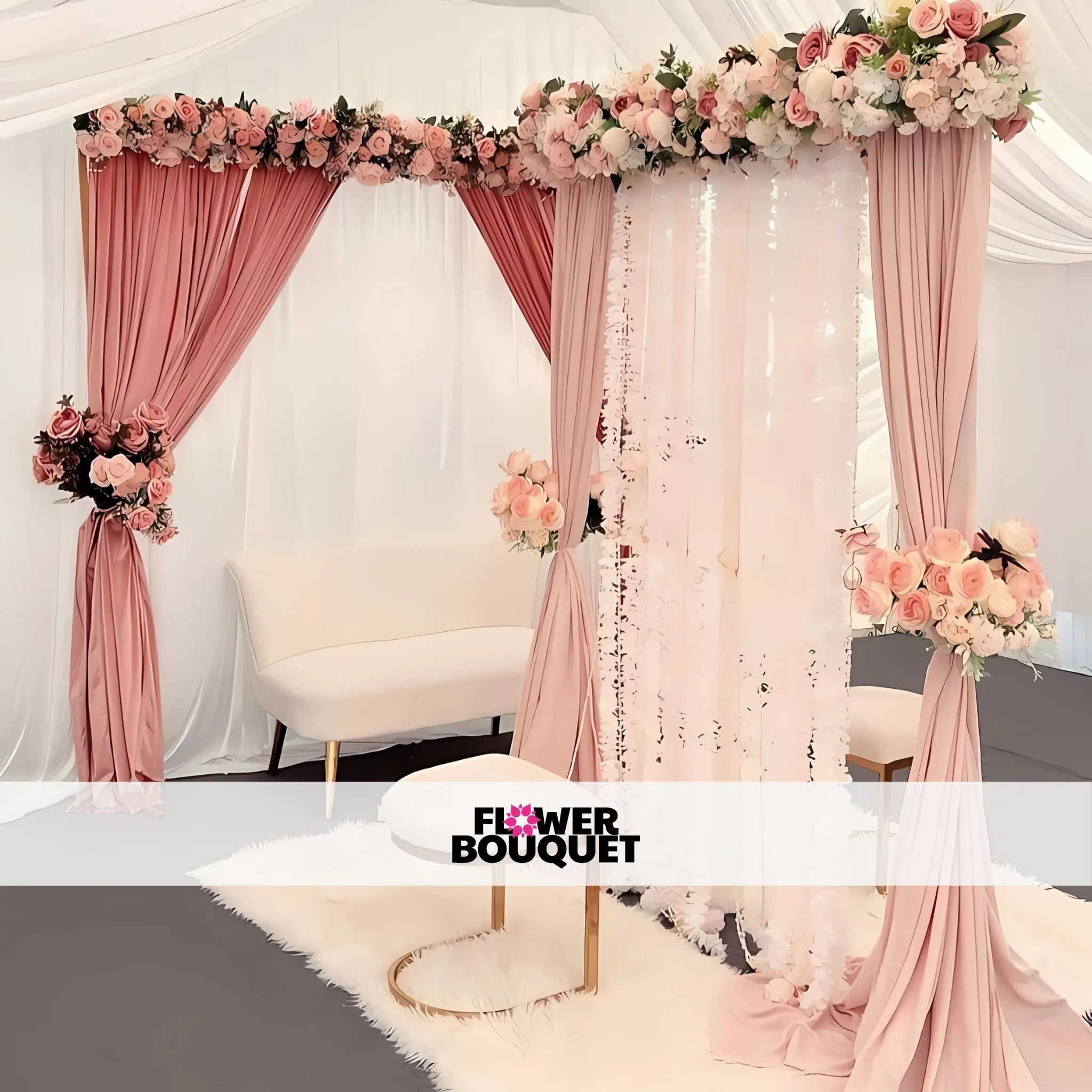 Blush Pink Nikah Stage with Floral Details