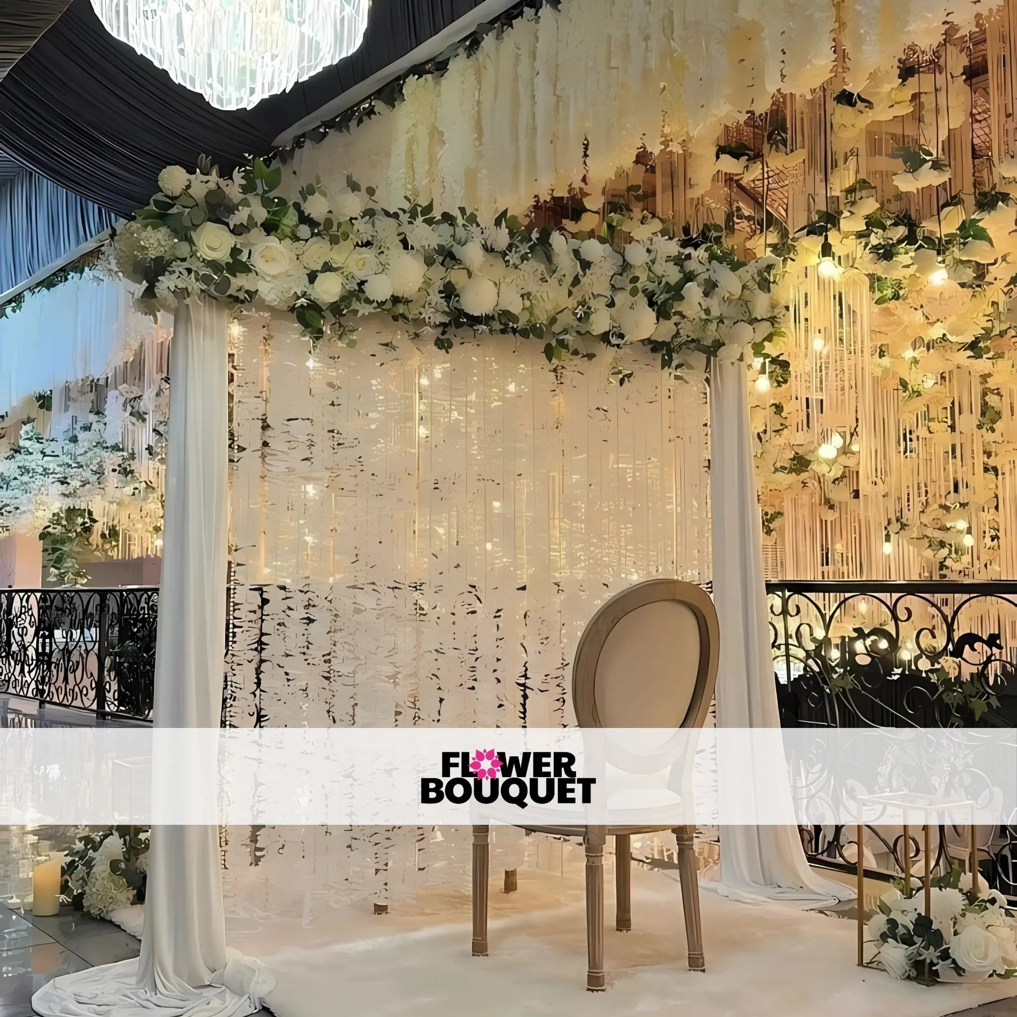 Luxurious Floral Nikah Stage with Hanging Décor