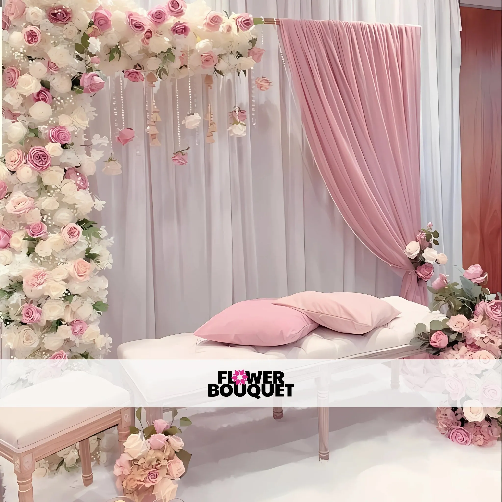 Romantic Floral Nikah Canopy in Pink and White
